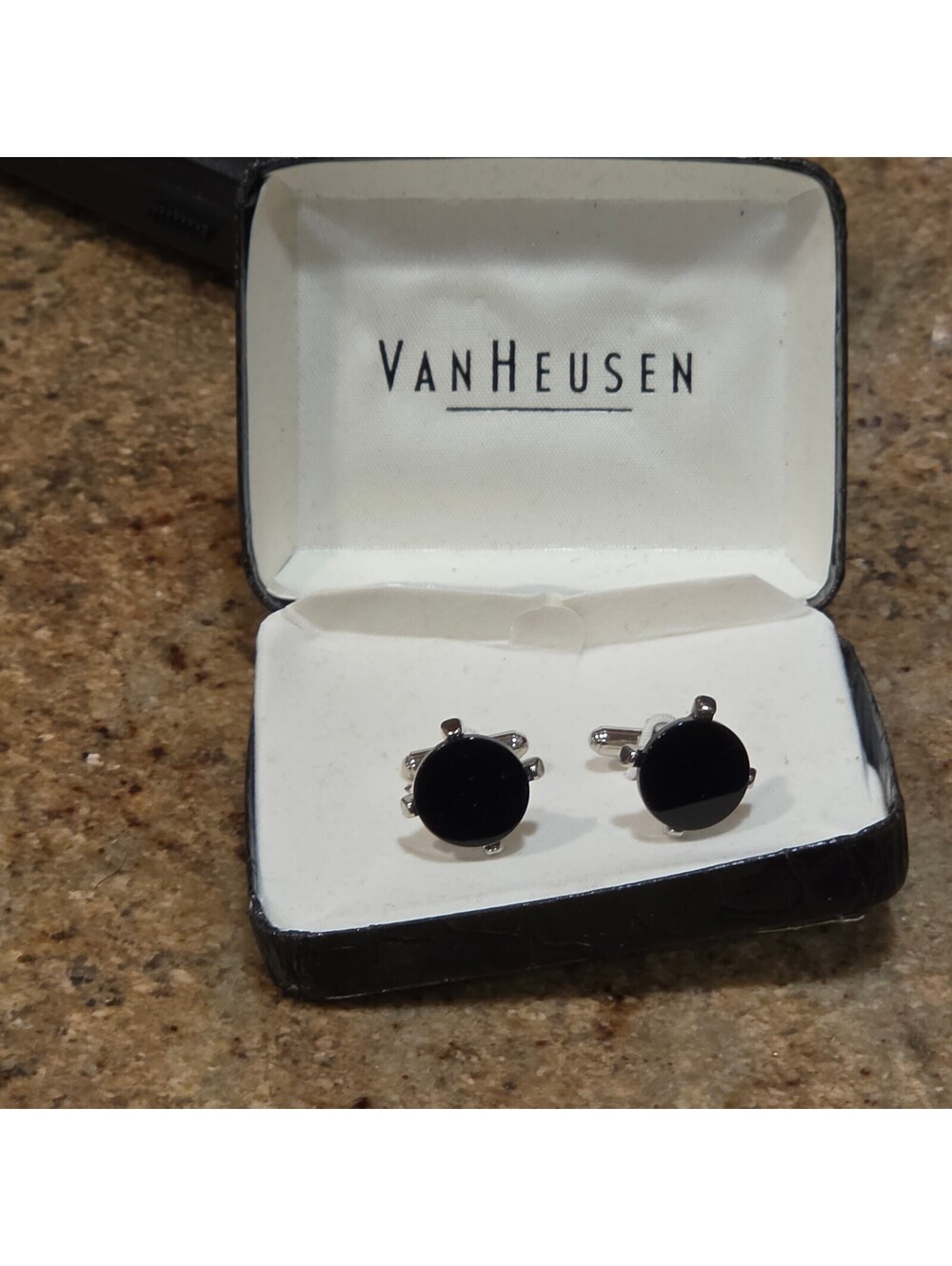 Van Heusen black round cufflinks